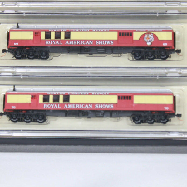 N Scale Model Trains - Royal American Shows set of 3 passenger cars 56 - 69 - 70