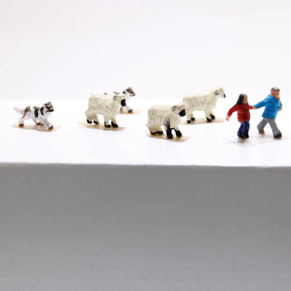 HO Scale - Children, Herding Dogs & Sheep - all with Clear Bases