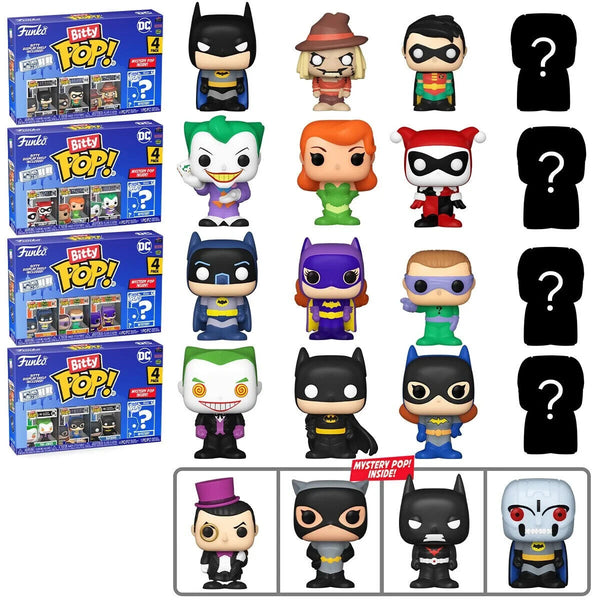 Funko Bitty Pop DC Batman Harley Quinn / Joker / Poison Ivy 4 Pack Vinyl Figures