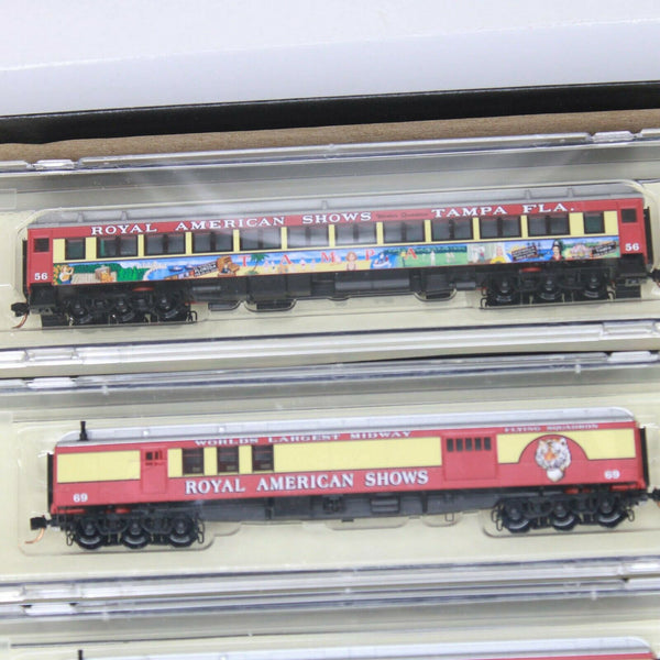 N Scale Model Trains - Royal American Shows set of 3 passenger cars 56 - 69 - 70