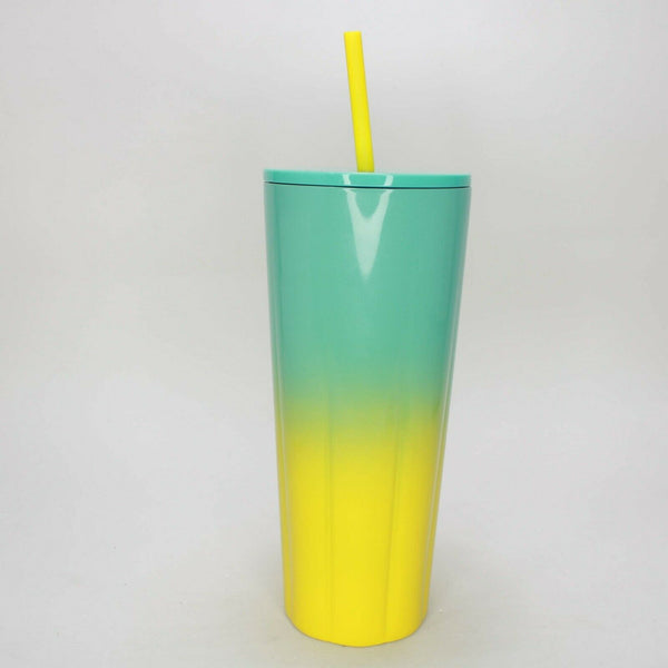 Starbucks - Blue and Yellow Ombre Stainless Steel 24oz Cold Cup 2021 Uned