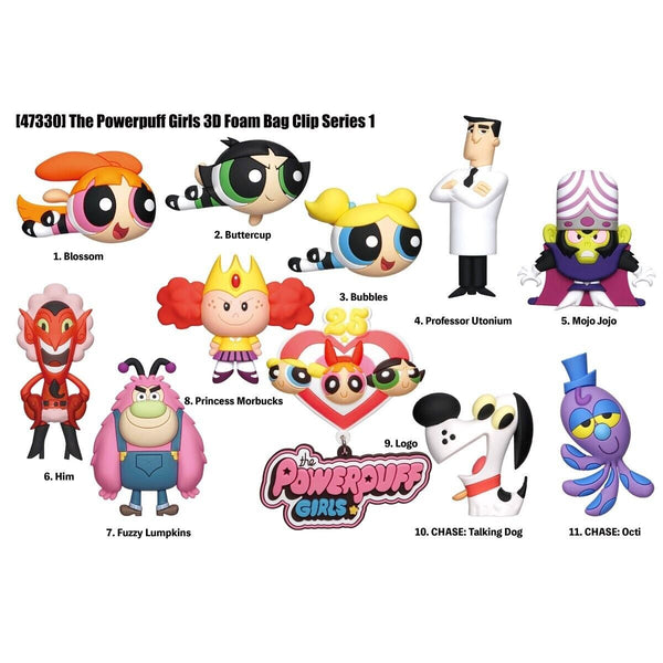 Powerpuff Girls Anime 3D Figural Foam Bag Clip Cartoon Network Blind Keychain