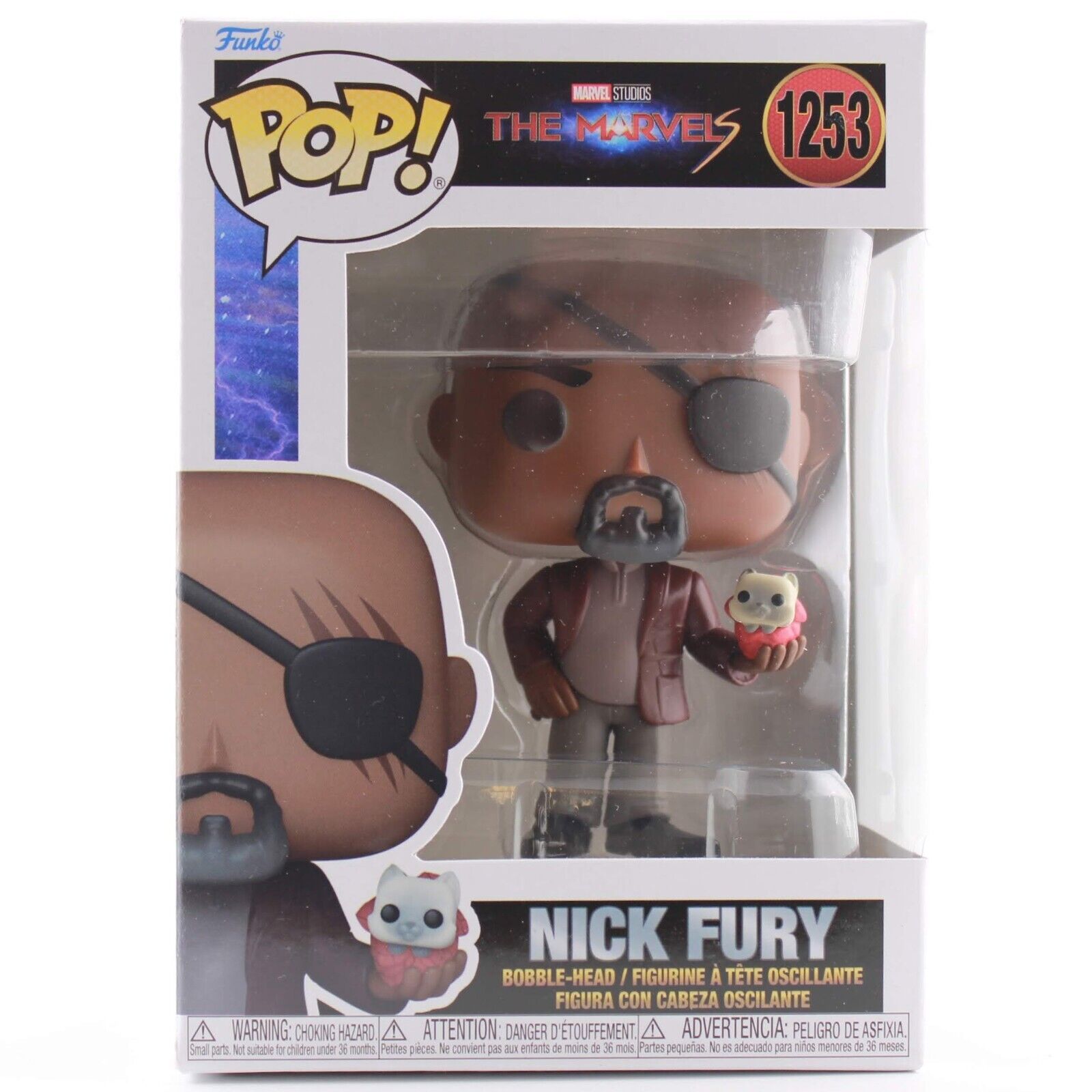 Funko Pop Marvel - The Marvels - Nick Fury w/ Flerkitten Figure # 1253