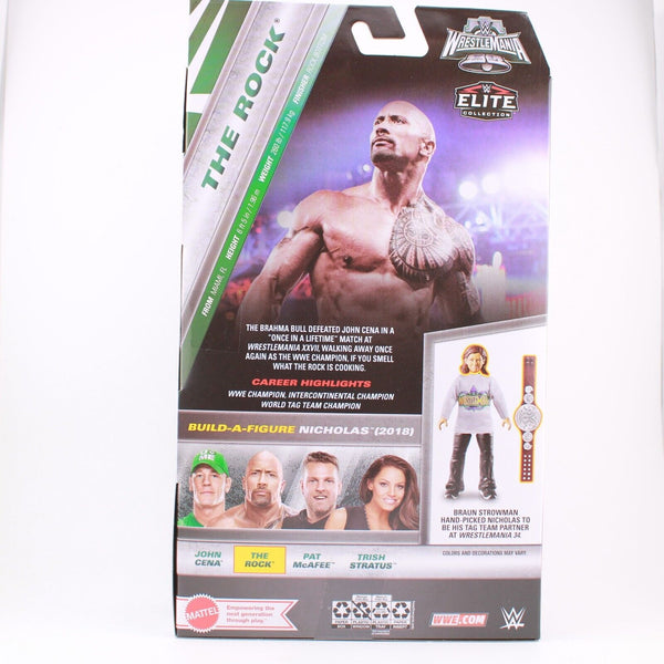 WWE Elite Wrestlemania The Rock w/ Belt - Mattel Toy Wrestling Figure Nicholas