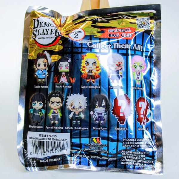 Demon Slayer Set of 3 Anime 3D Foam Bag Clip Series 2 - Blind Bag Pack Keychain