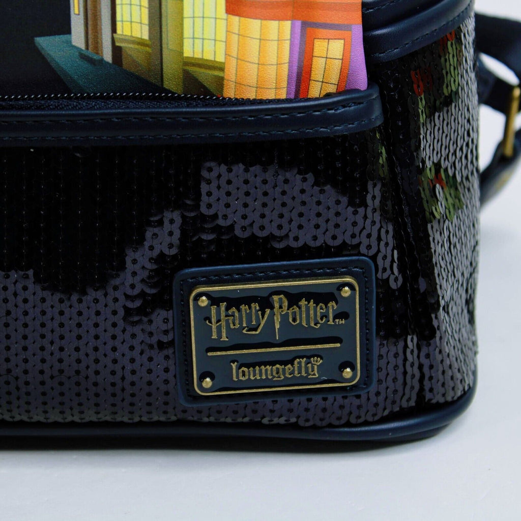 harry potter diagon alley sequin mini backpack Loungefly Harry Potter Mini Backpack Diagon Alley Black Sequin Faux Le – Blueberry Cat