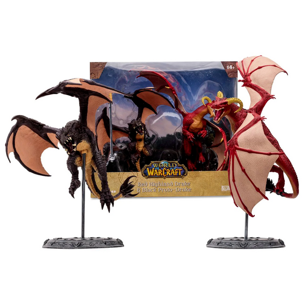 World of Warcraft WoW Red Drake and Black Drake 1:12 Scale Dragon Figure 2-Pack