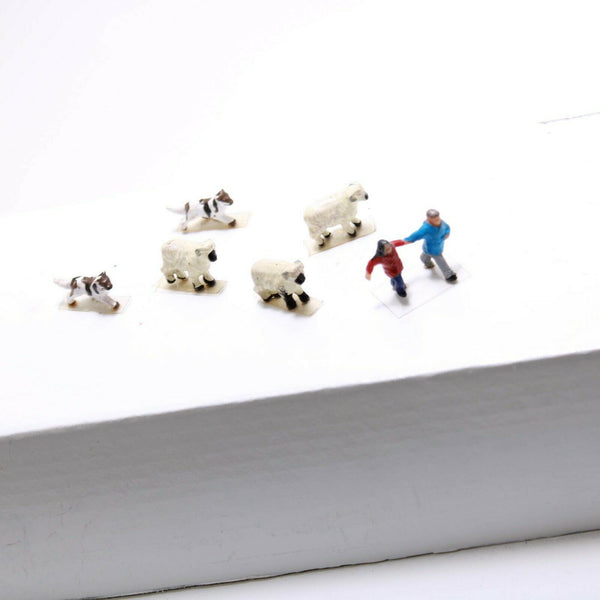 HO Scale - Children, Herding Dogs & Sheep - all with Clear Bases