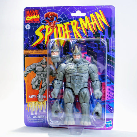 Marvel Legends Retro Rhino - Spider-Man 6" Action Figure w/ Alternate Head