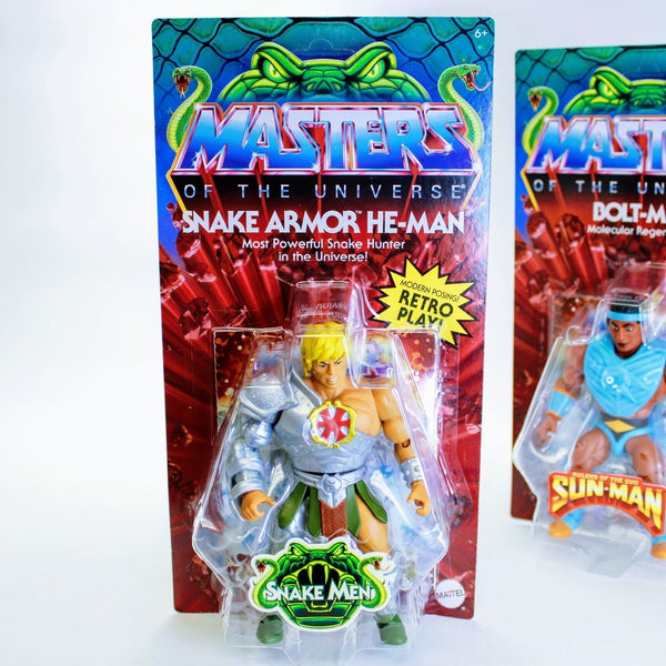 Mattel MOTU Origins Rattlor, Bolt Man, He-Man, Kobra Khan Unpunched Set of 4