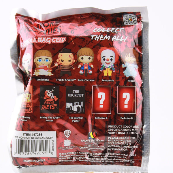 Warner Brothers Horror 3D Figural Foam Bag Clip Blind Keychain Pennywise Freddy+