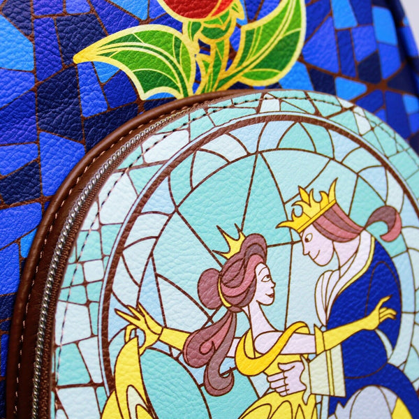 Loungefly Disney Beauty & The Beast Stained-Glass Window Exclusive Backpack Bag