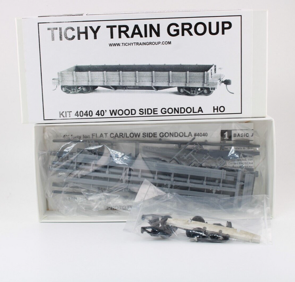 HO scale - Early 40' Steel Flat Car w/ Wood Gondola Sides - Tichy - Kit 4040