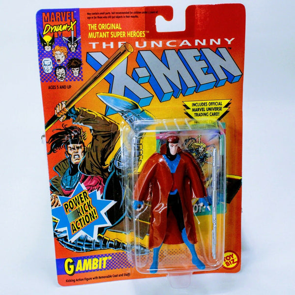 X-Men Marvel Comics Gambit w/ Power Kick - Vintage Toybiz ~4.75" Action Figure