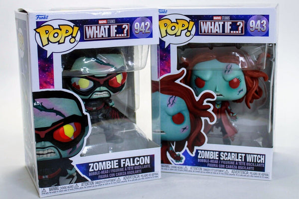 Funko Pop! Marvel What IF? Set of 2 Zombie Scarlet Witch & Zombie Falcon Figure