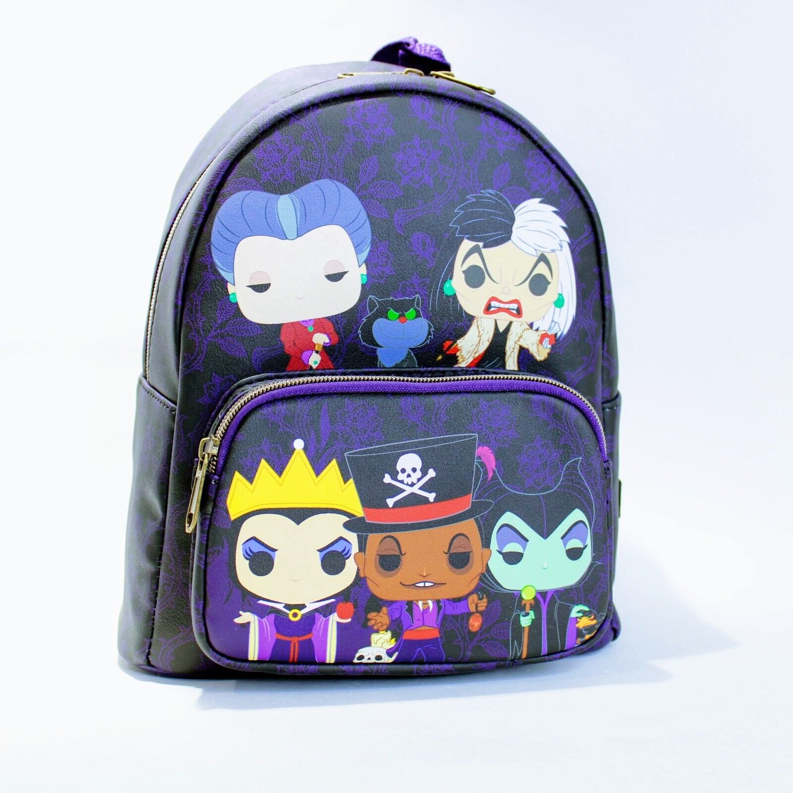 descendants leather backpack Funko Pop! Disney Villains Print 10.5" Mini Faux Leather Backpack – Blueberry Cat