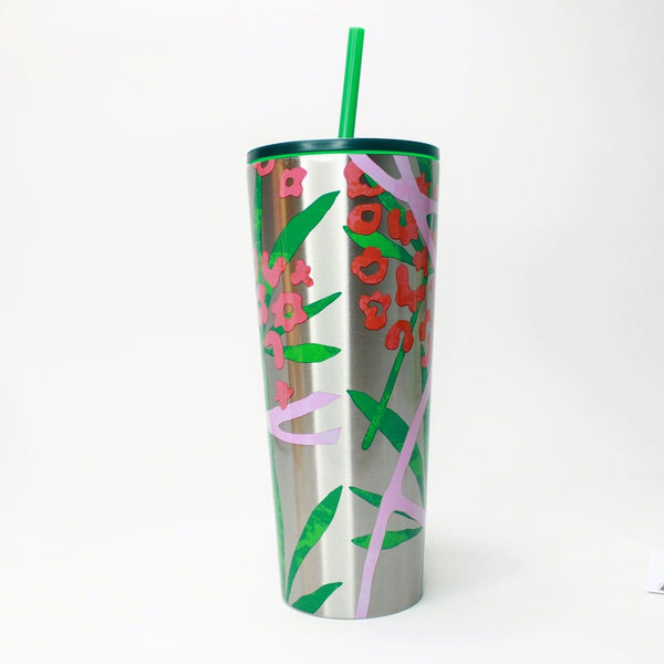 Starbucks 2021 JUNGLE CHEETAH SS Cold Cup Venti Stainless Steel Pink Green 24oz