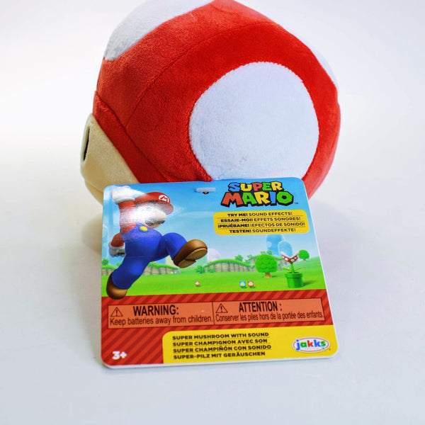 Super Mario World of Nintendo 6" Red Mushroom Plush with Sound