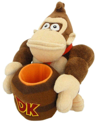 Donkey Kong with Barrel 8" Plush Toy - Nintendo Super Mario by Sanei